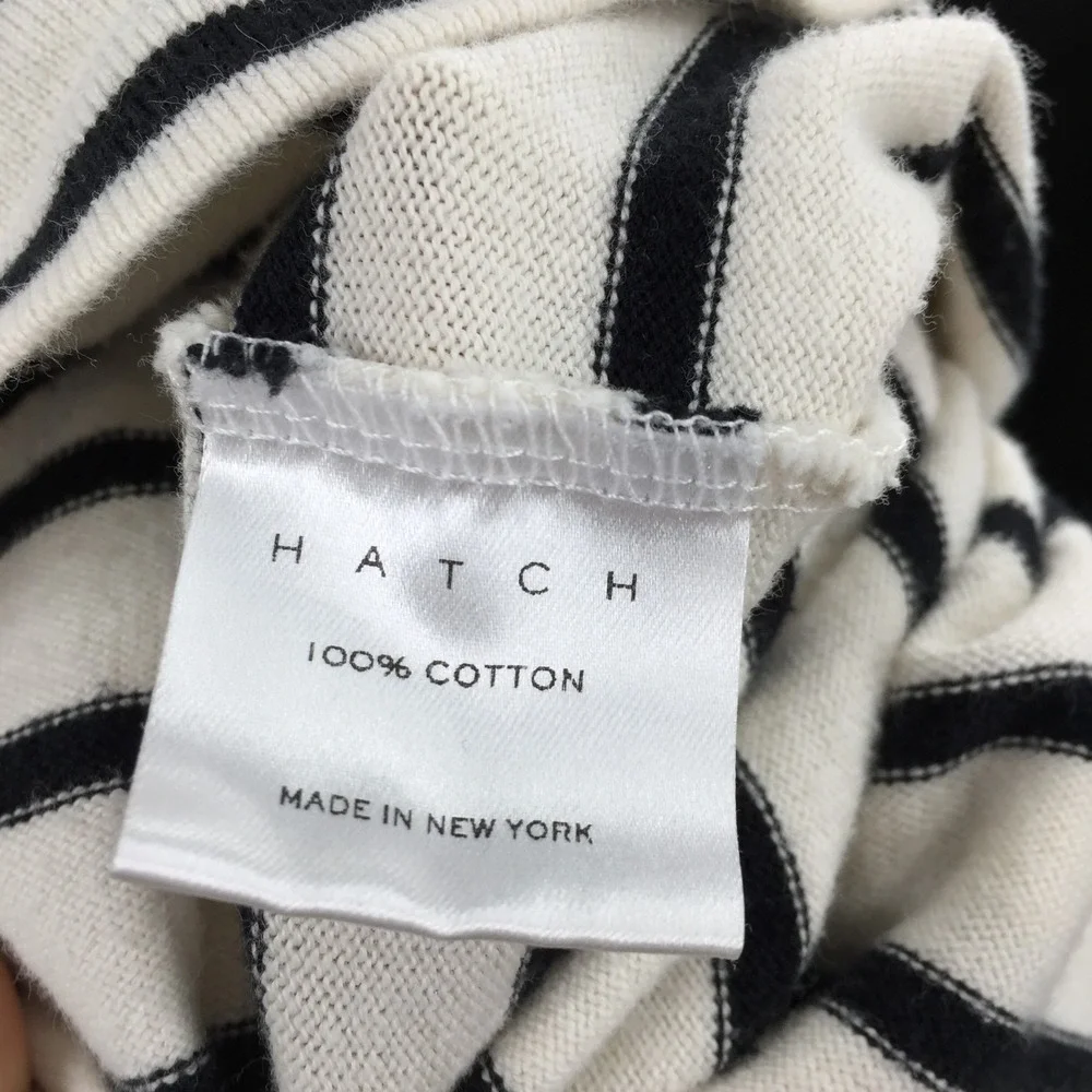 Hatch 100 cotton white black stripe chore pocket tunic Top long sleeve shirt 3 L